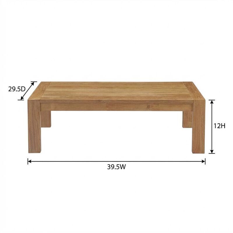 Outdoor patio wood coffee table with sturdy design and classic finish image number 2
