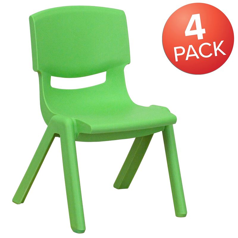 Flash Furniture Whitney 4 Pack Green Plastic Stackable School Chair with 10.5'' Seat Height