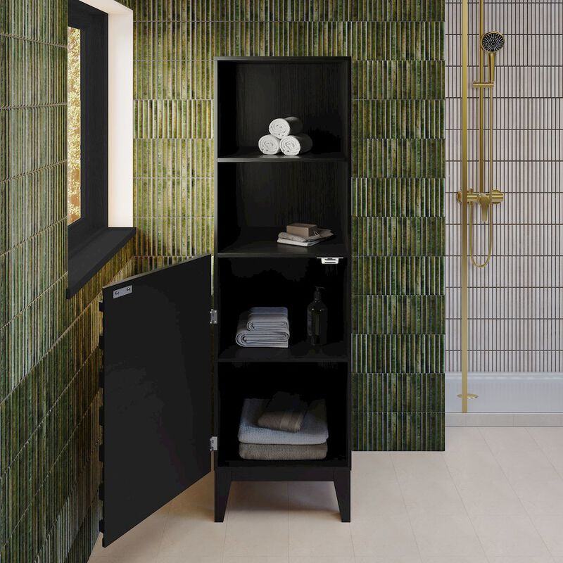 Cascade 17 x 17 x 60 Freestanding Linen Cabinet in Black Oak image number 4
