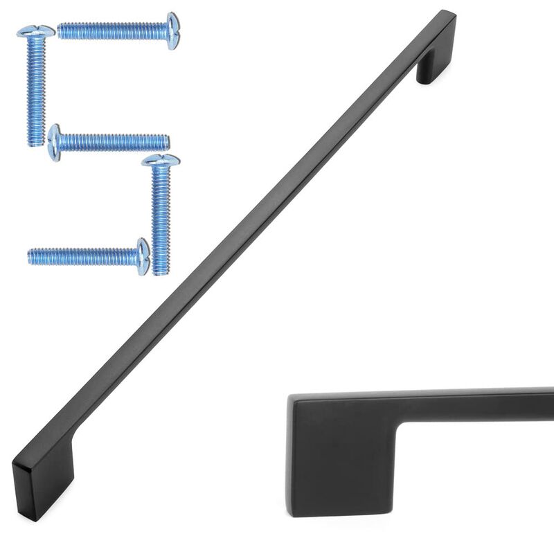 KOOFIZO Wide Foot Cabinet Bar Pull - Black Modern Solid Handle, 11.3 Inch/288mm Screw Spacing, Pack of 5 for Kitchen Cupboard Do