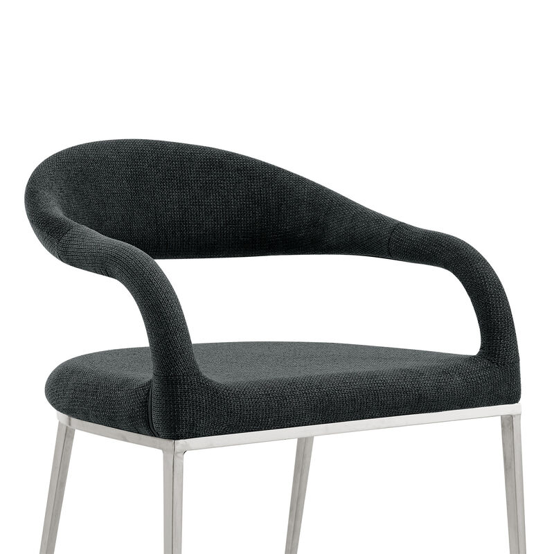 Set of Two Modern Open Back Dining Arm Chairs in Upholstered Polyester