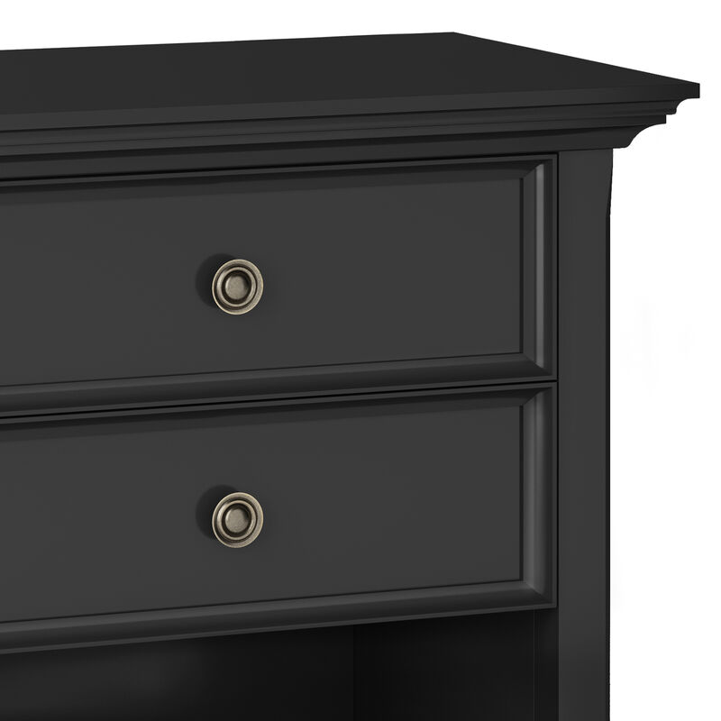 Amherst SOLID WOOD 24 inch Wide Traditional Bedside Nightstand Table in Black