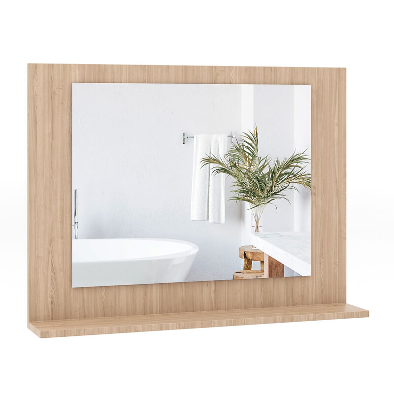 Rectangular Bathroom Mirror with Shelf for Storage and Organization