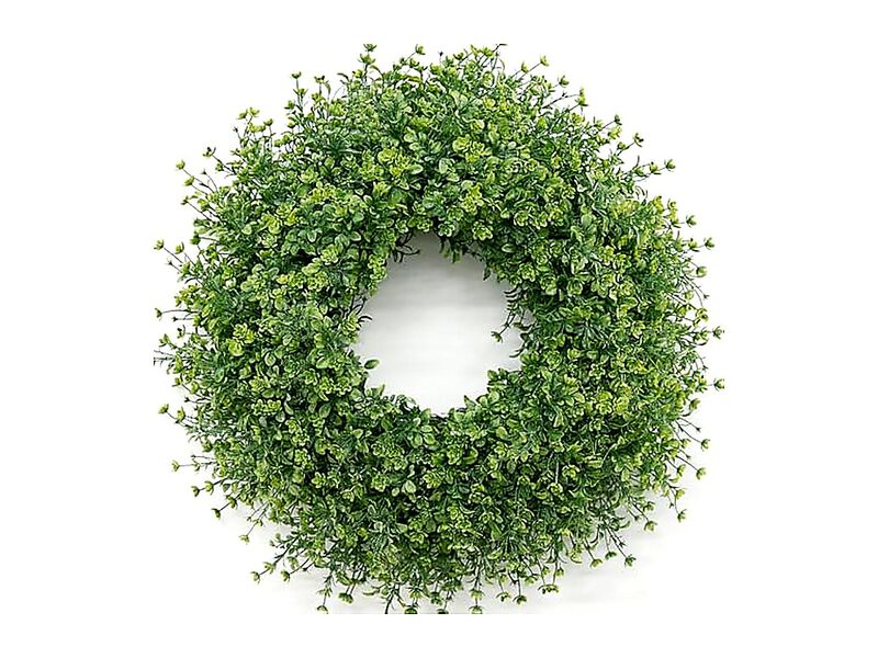 28 Inch Large Boxwoods Wreaths Front Door Artificial Green Leaves Greenery Decor image number 0
