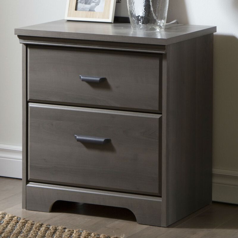 Hivvago 2-Drawer Bedroom Nightstand in Gray Maple Wood Finish