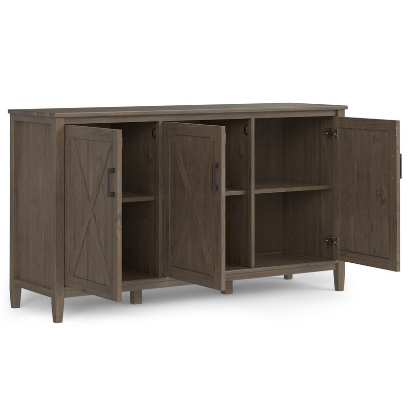 Ela SOLID WOOD 60 inch Wide Transitional Wide Storage Cabinet in Smoky Brown