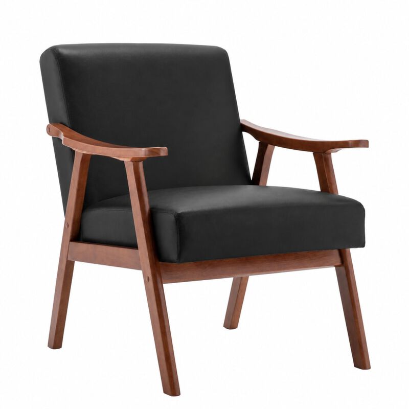 GOODSILO Mid-Century Modern Accent Chair, Wingback Lounge Chair with Thick Backrest for Living Room, Bedroom and Reading Spaces image number 0