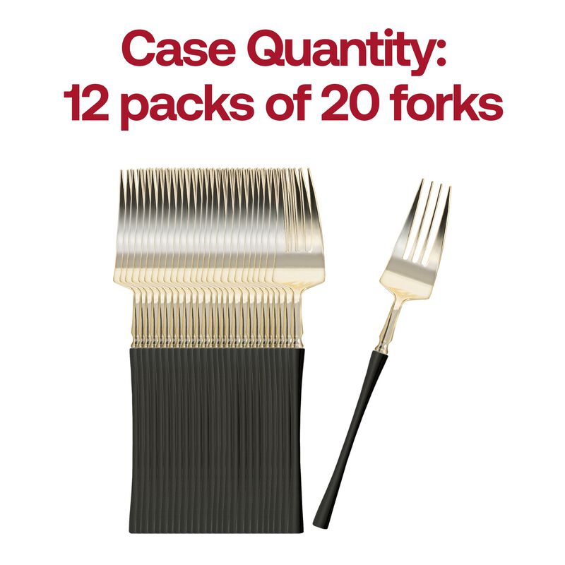 Gold with Black Handle Moderno Plastic Dinner Forks (240 Forks) image number 4