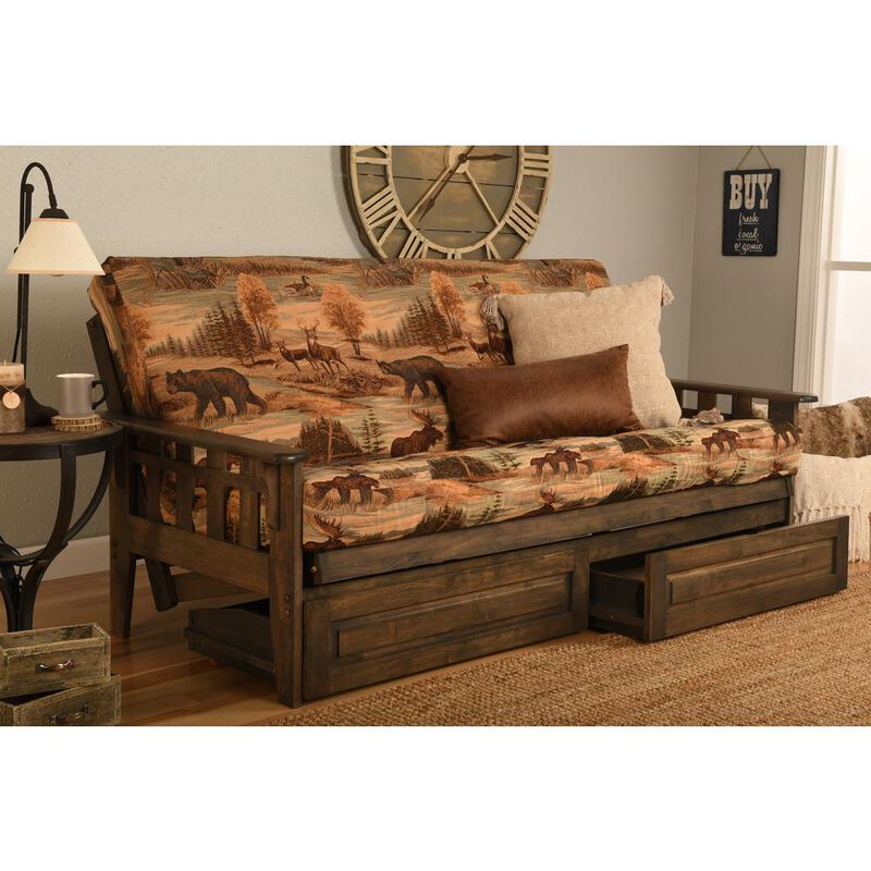 Tucson Frame-Rustic Walnut Finish-Canadian Mattress-Storage Drawers