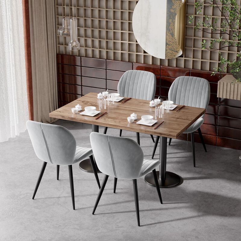 Modern Ribbed Suede Upholstered Dining Chair Set of 4 image number 2