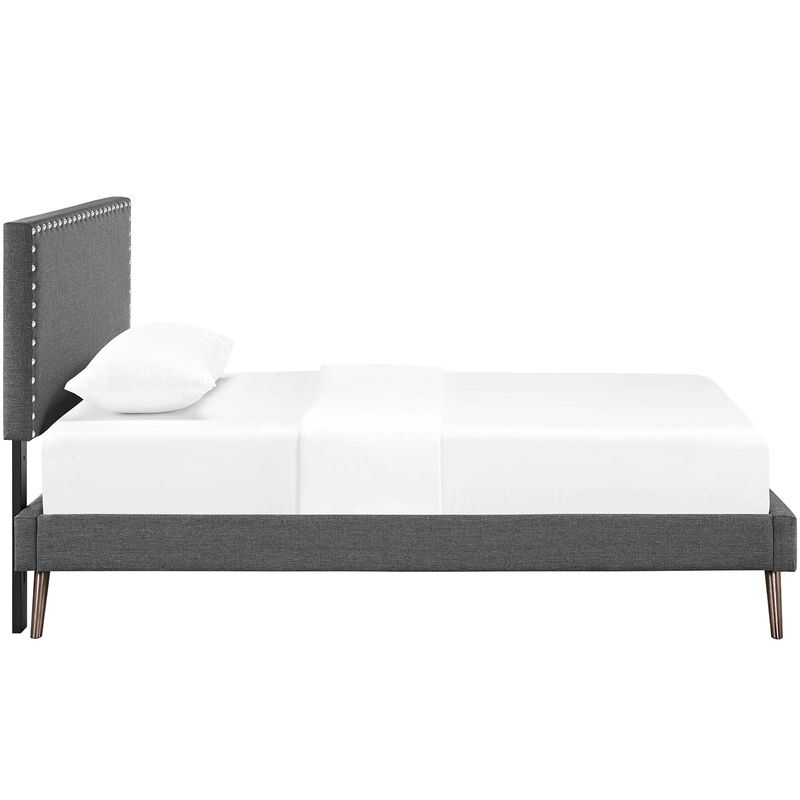 Modway - Macie Twin Fabric Platform Bed with Round Splayed Legs Gray