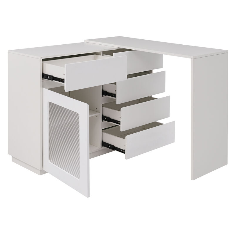Merax Extendable Sofa Bar Table Cabinet MDF