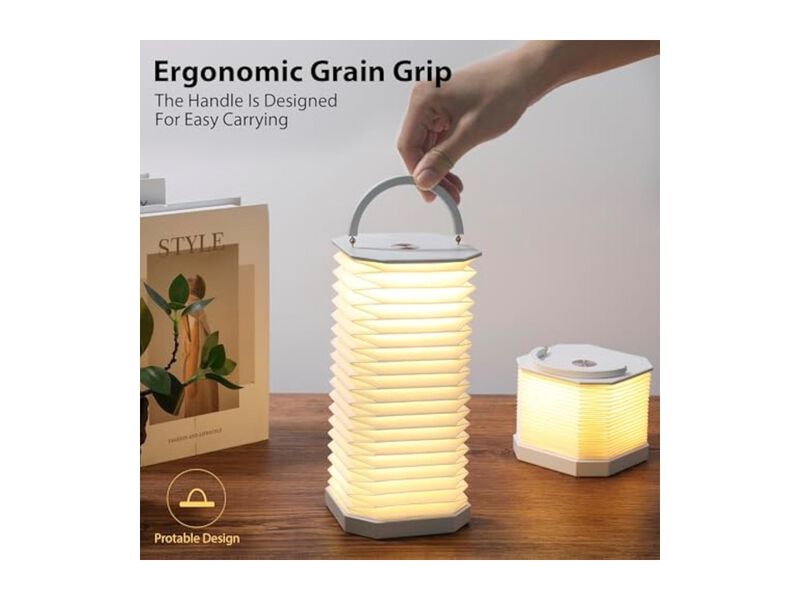 Dimmable Portable Paper Desk Lamp For Bedroom Office Bedside White image number 3