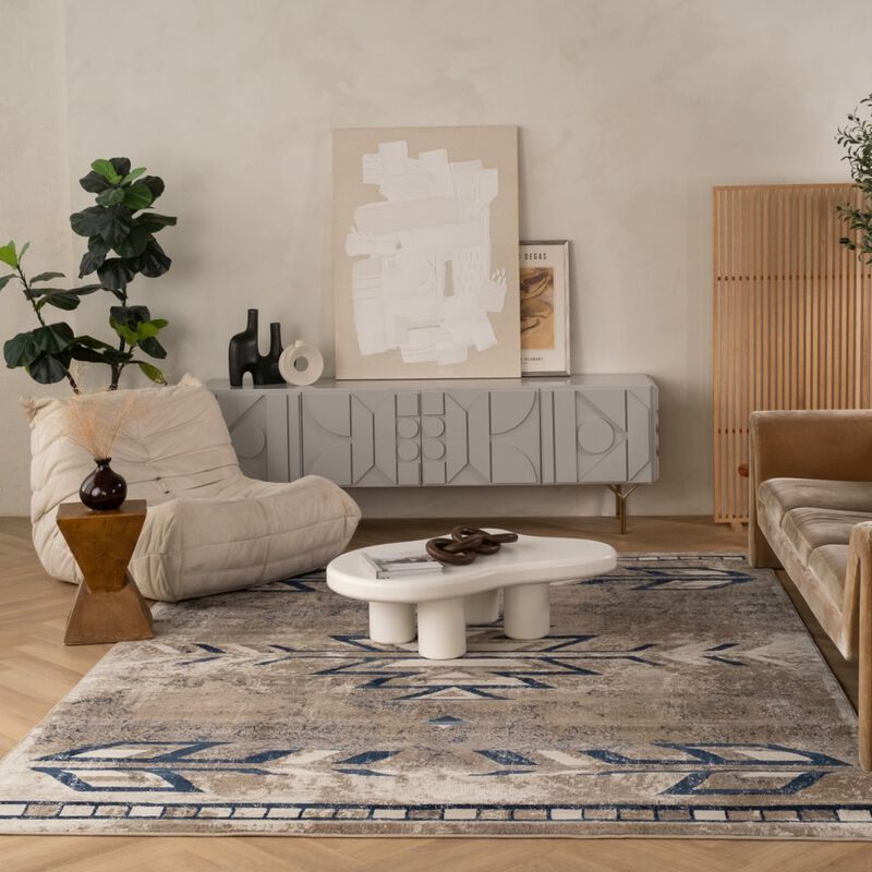 Rug Branch Nava Contemporary Southwestern Blue Beige Indoor Area Rug