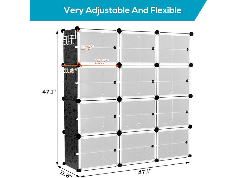 Slim Entryway Shoe Storage Cabinet 48 Pair Space Saving Black image number 2