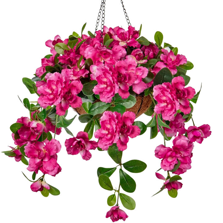Hot Pink Artificial Hanging Azalea Flowers Outdoor Garden Porch Decor