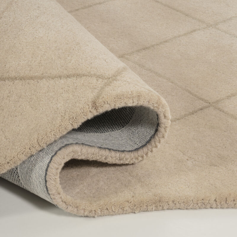 Bean Modern Plaid Grid Handwoven Wool Beige/Light Brown Area Rug