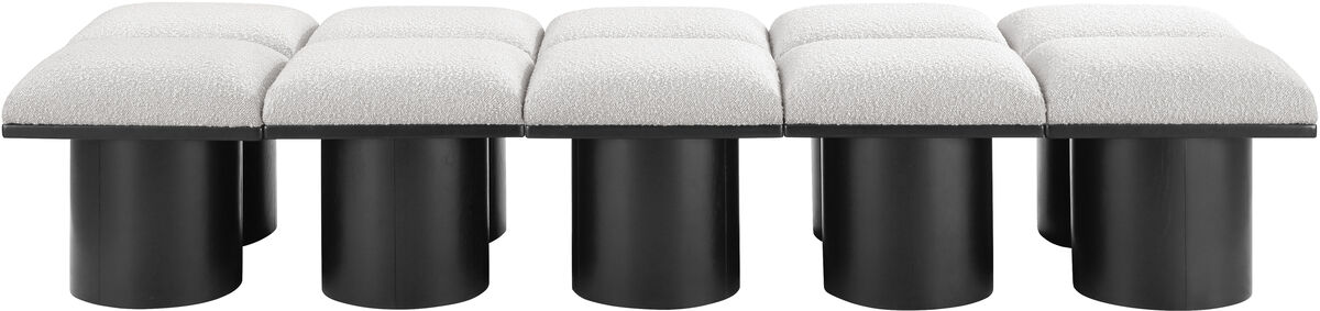 Meridian Furniture Pavilion Cream Boucle Fabric Bench