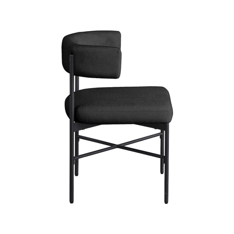 Meridian Furniture Rivage Black Durable Linen Textured Fabric Dining Chair, Set of 2