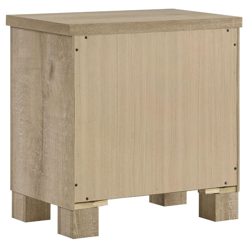 Tyna Nightstand with 2 Drawer, Black Metal, Weathered Oak Wood 26 Inch image number 3