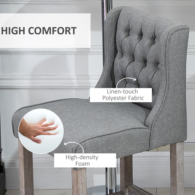 Hivvago Set of 2 Upholstered Bar Stools with Wingback Design image number 5