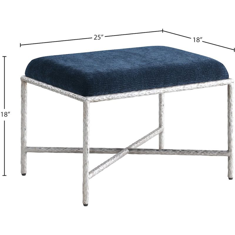 Meridian Furniture Valley Navy Chenille Fabric Bench