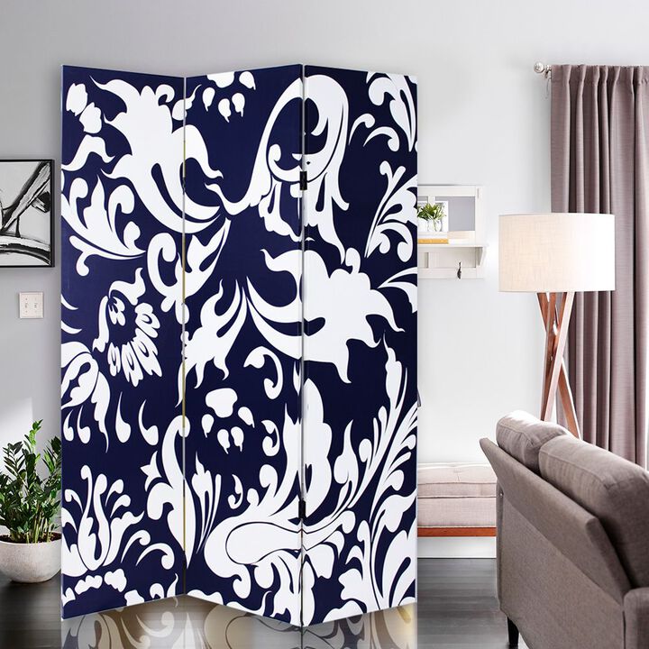 Folding Wood and Canvas 3-Panel Screen for Modern Home and Office Decor