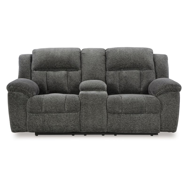 Briar Manual Double Reclining Loveseat, Dark Gray Polyester, 80 Inch