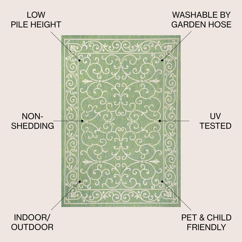 Charleston Vintage Filigree Textured Weave Indoor/Outdoor Area Rug