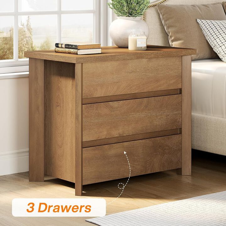 Tribesigns 31.5" Wide Nightstand, Farmhouse Bedside Table with 3 Storage Drawers