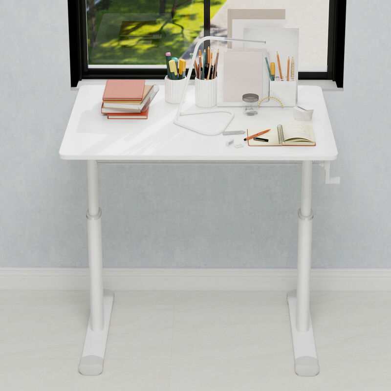 GOODSILO Height Adjustable Manual Crank Sit Stand Desk for Home Office and Study image number 3