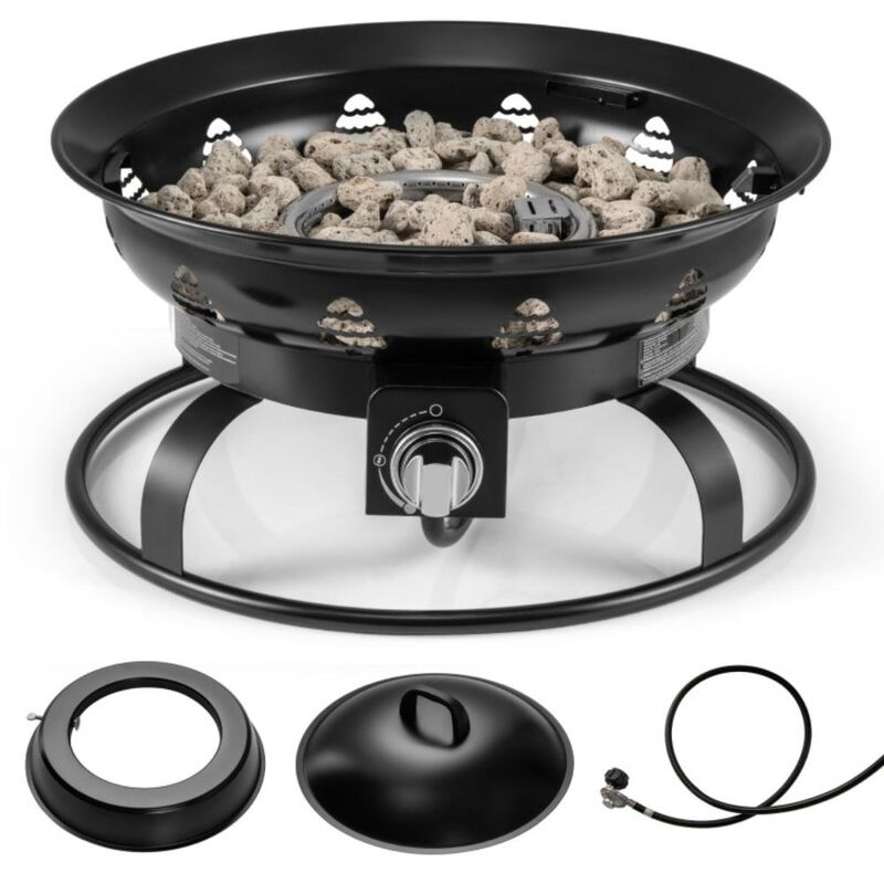 Hivvago 21 Inch Diameter Propane Gas Fire Pit Patio Portable Fire Bowl