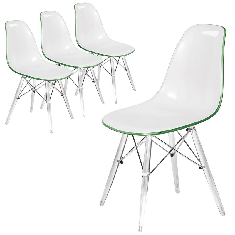 LeisureMod Dover Molded Side Chair with Acrylic Base, Set of 4