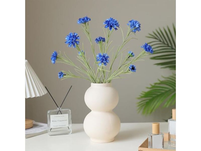 4 Piece Blue Artificial Chrysanthemum Flower Stems Vase Filler image number 1