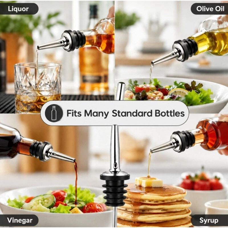 Pack of 5 Stainless Steel Speed Pourer Spouts Set image number 3