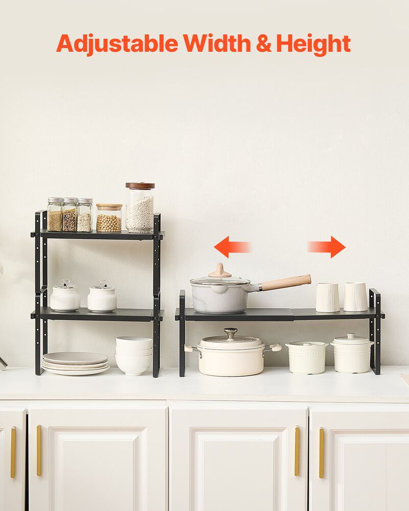 2-Tier Cabinet Organizer Shelf Steel Counter Spice Rack for Kitchen image number 1