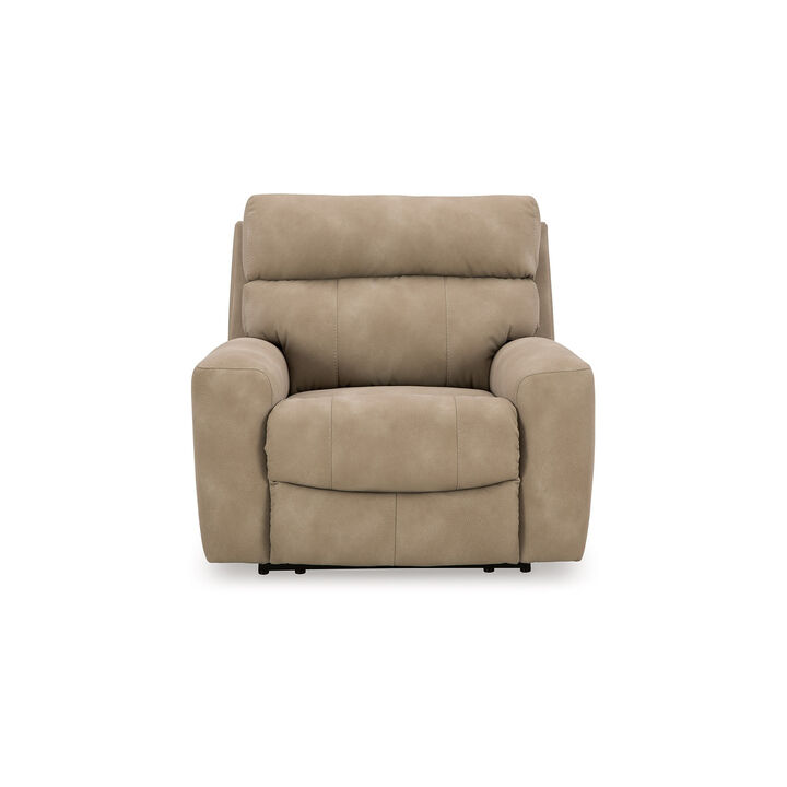 Corbin Power Recliner Chair, Adjustable, USB Port, Brown Faux Leather - Benzara