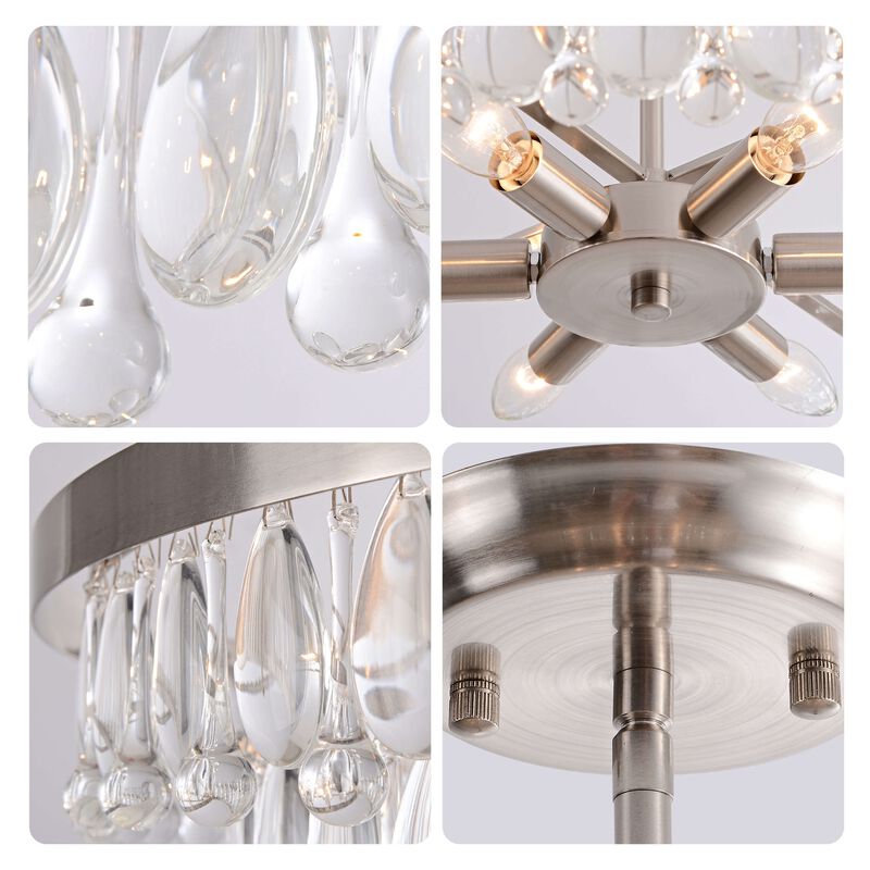 Eva Antique Nickel 24" Crystal 6-light Chandelier image number 3
