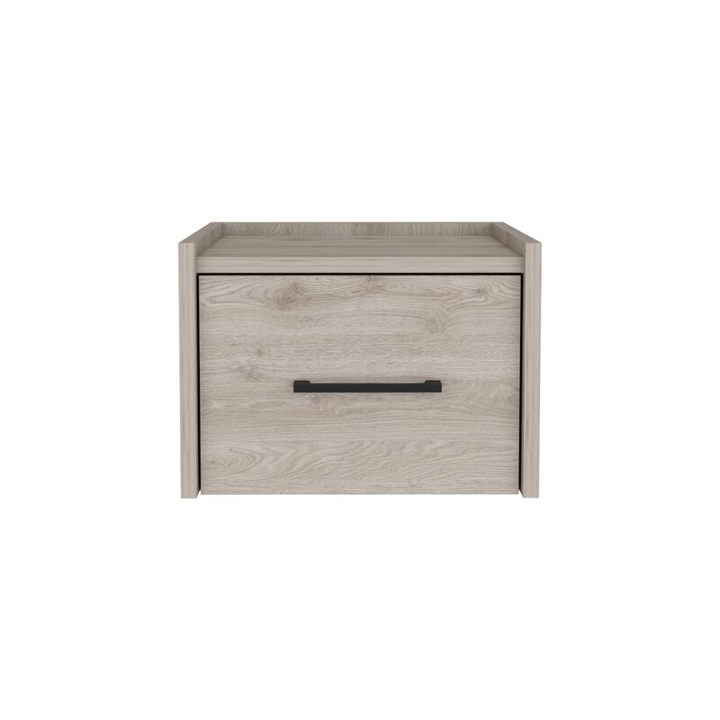 Streamdale Floating Nightstand, Wall Mount, Single Drawer, Handle, Light Grey