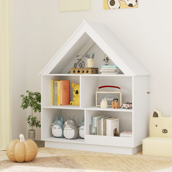 3-Tier House-Shaped Toy Storage Organizer with Open Shelves
