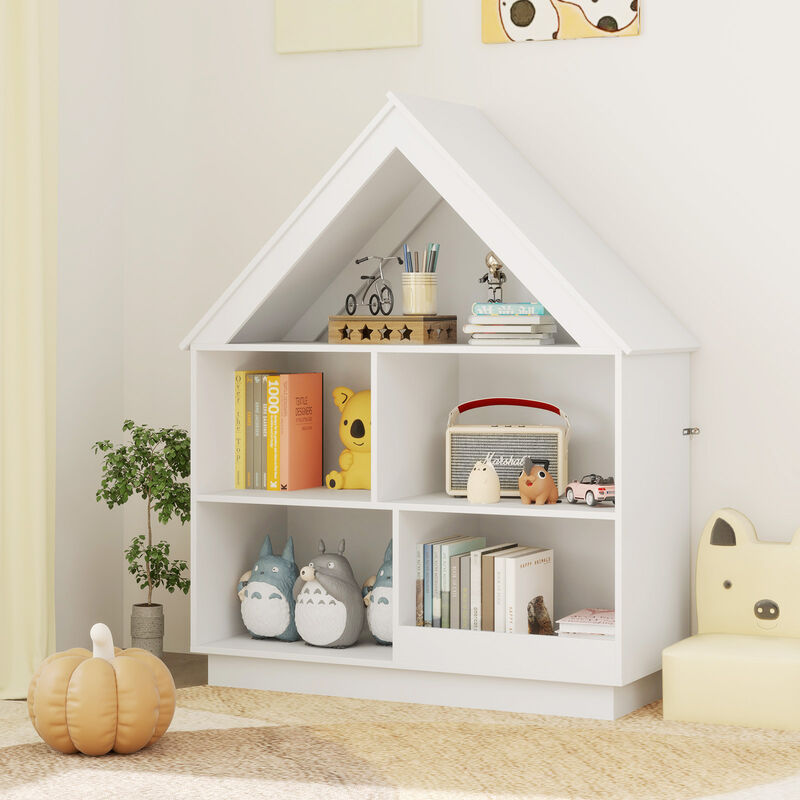 3-Tier House-Shaped Toy Storage Organizer with Open Shelves