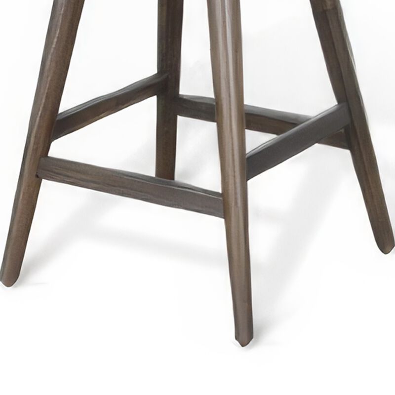 Ameri Counter Height Stool Set of 2, Saddle Seat, Dark Brown Mahogany - Benzara
