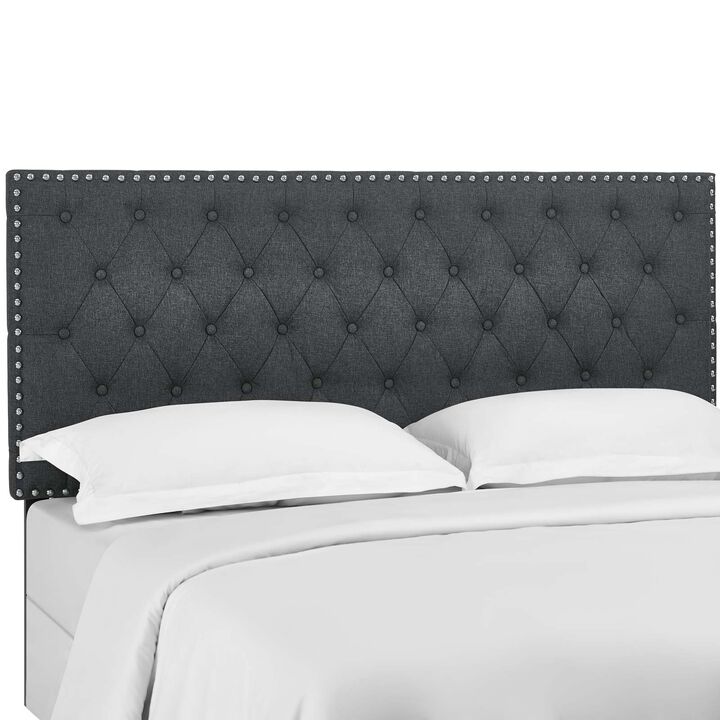 Modway - Helena Tufted Full / Queen Upholstered Linen Fabric Headboard Gray