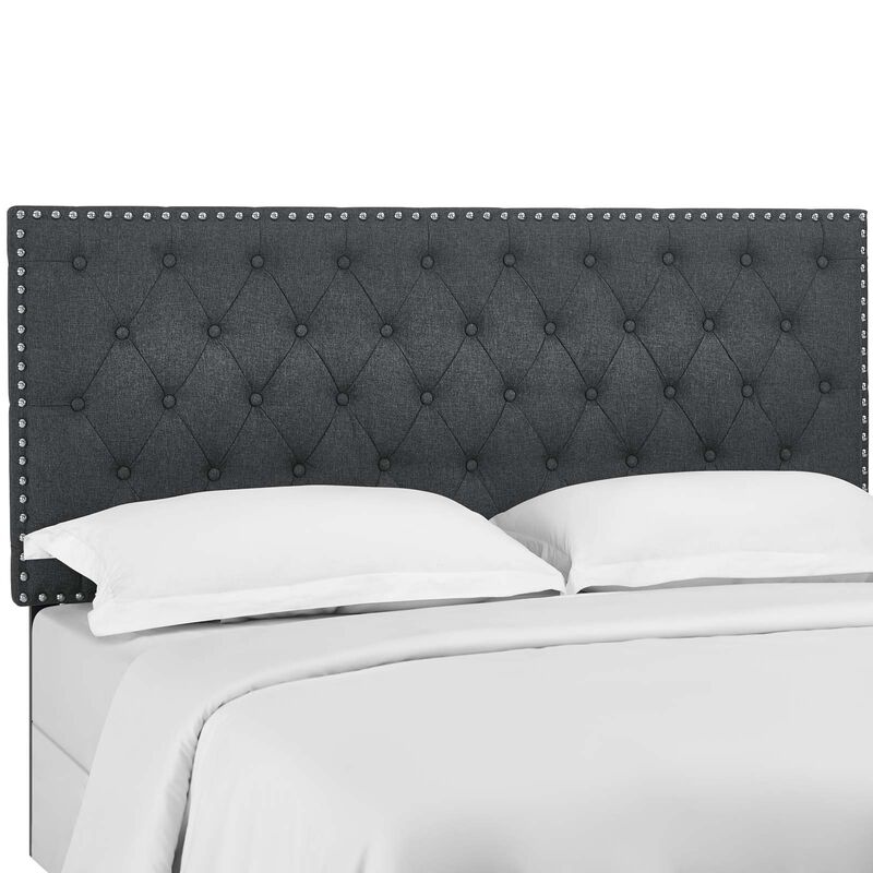 Modway - Helena Tufted Full / Queen Upholstered Linen Fabric Headboard Gray image number 0