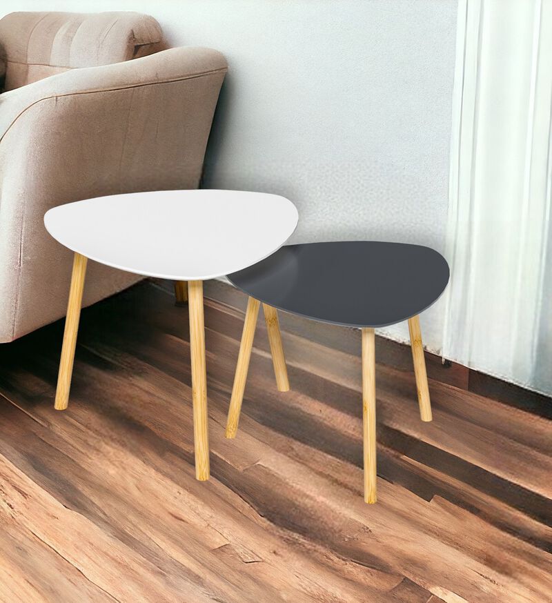 Set of 2 Nesting Tables, Space-Saving Accent Tables for Living Room or Bedroom