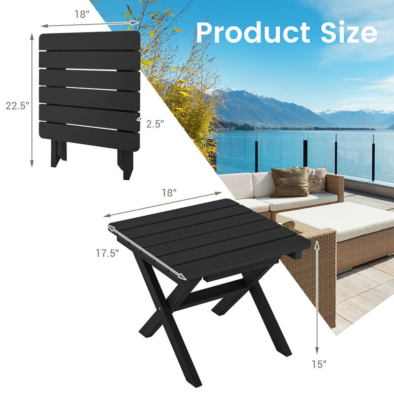 Outdoor Folding Side Table Foldable Weather-Resistant HDPE Adirondack Table