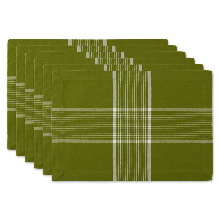Set of 6 13" x 19" Green and White Fiesta Green Check Placemat