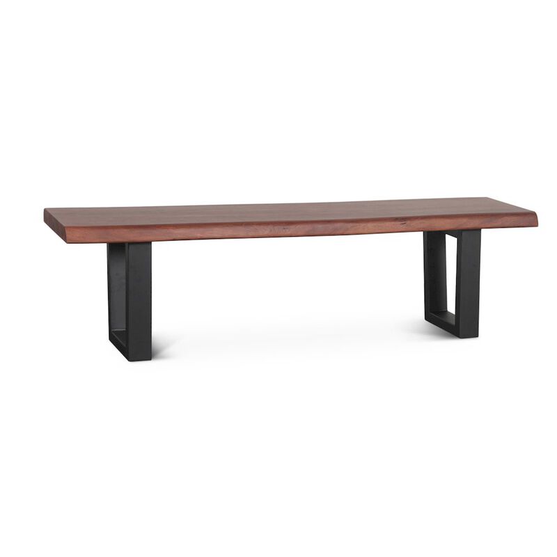 World Interiors Yarrow 68" Bench in Light Sequoia with Gunmetal Legs image number 5
