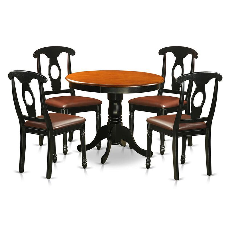 5 PC Dining set including 4 Leather Chairs in Black