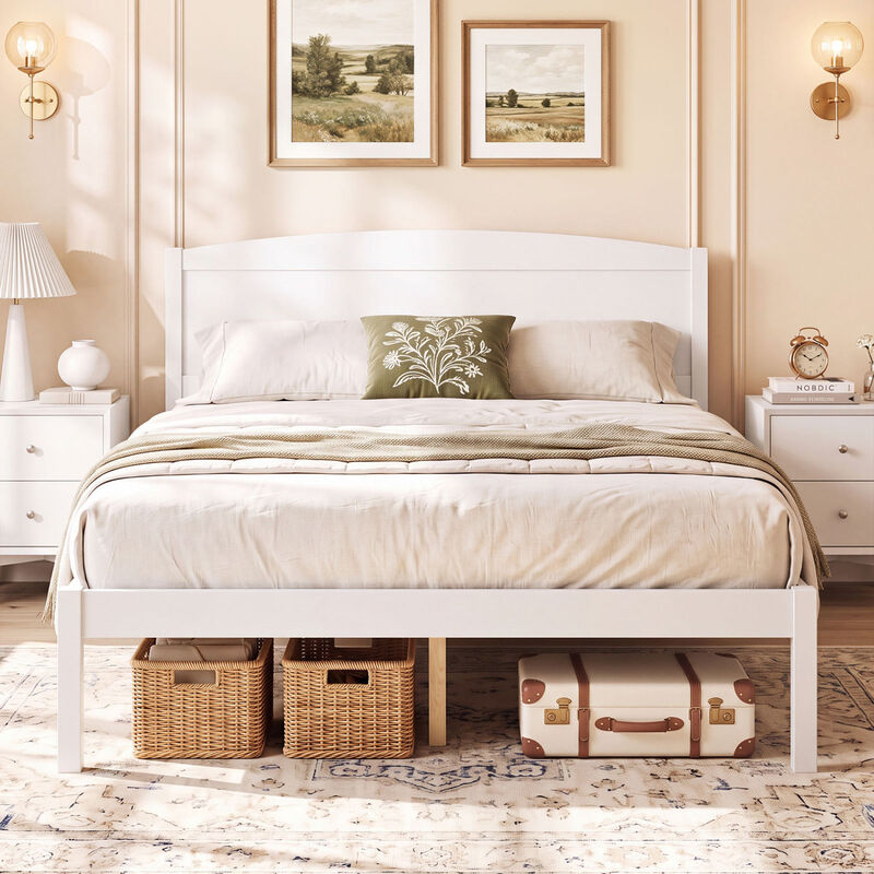 Contemporary Wood Bed Frame with Curved Headboard for Bedroom Decor image number 7
